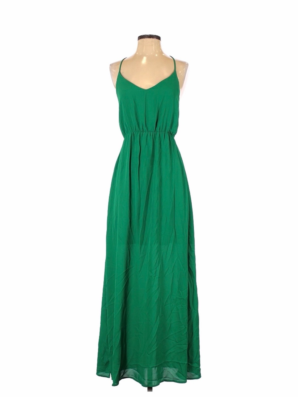 Shinestar Emerald Green Spaghetti-Strap Maxi Dress